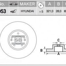 Диск тормозной передний Santa Fe II/Sorento II/Sorento Prime (SANGSIN)-SD1053